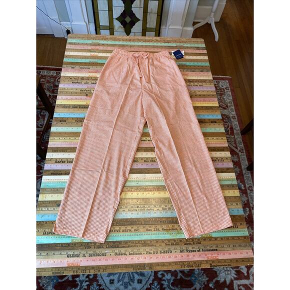 IZOD M Sleepwear Lounge Pajama Pants Gingham Orange Plaid Drawstring Pockets NWT - Picture 1 of 12